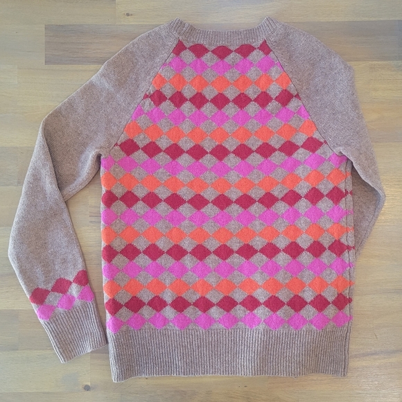 J. Crew Argyle Crew Neck Lambswool Sweater Size XS - Picture 3 of 9